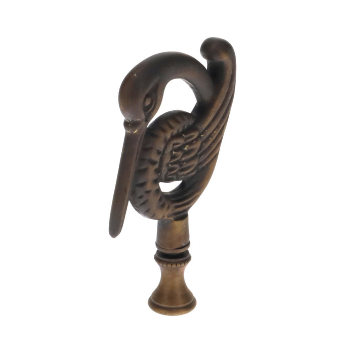 3-3/8" Tall Brass Finial, Crane Bird, Dark Bronze 1/4-27F Tap (15162BR)
