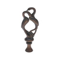 3-7/16" Tall Brass Finial, Two Embracing Birds, Dark Bronze, 1/4-27F Tap (15161)