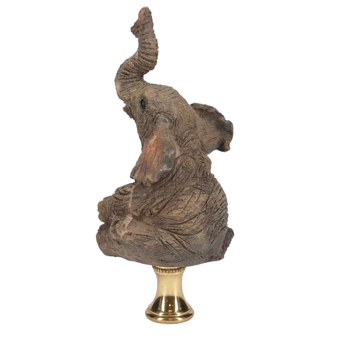 3-7/8" Tall Brass Finial Elephant, Ceramic, 1/4-27F Tap (15129C)