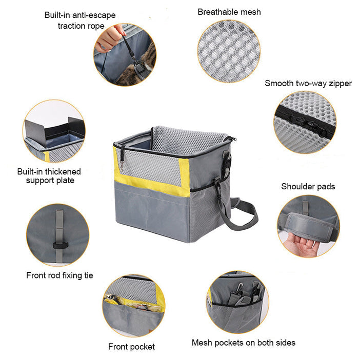 3-in-1 Dog Bike Basket – Removable Pet Carrier with Safety Buckle