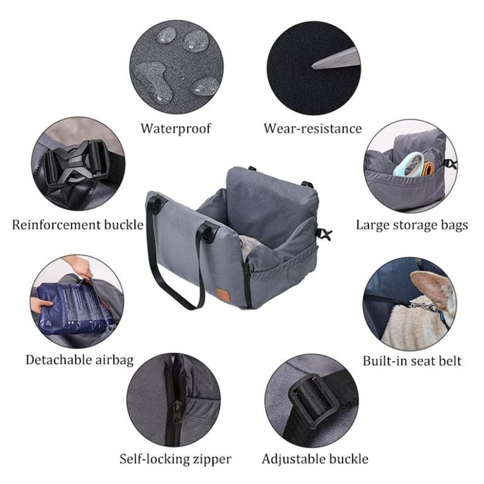 3-in-1 Dog Car Seat – Waterproof Booster Seat with Safety Belt