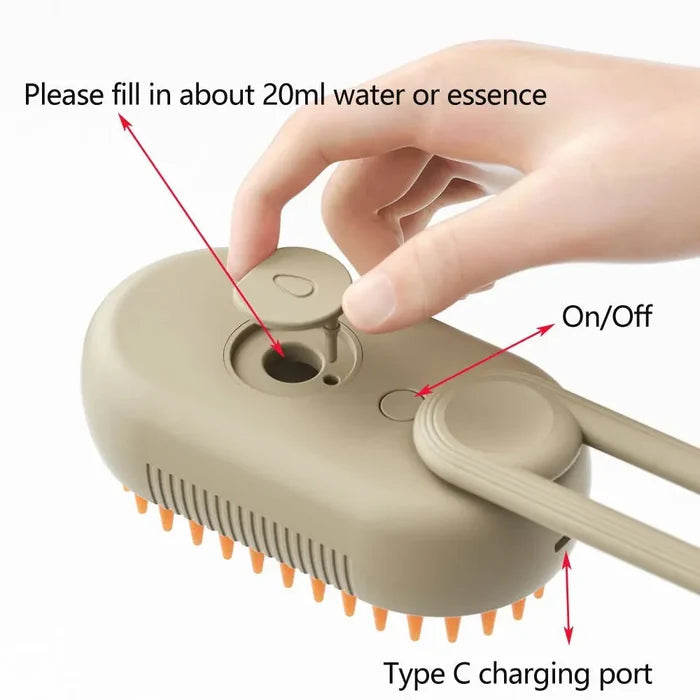 3-in-1 Pet Water Brush | Grooming, Massage & De-Shedding Tool for Dogs and Cats