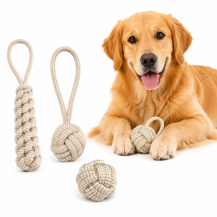 3-Pack Dog Rope Knot Toys for Chewing, Tugging & Interactive Play