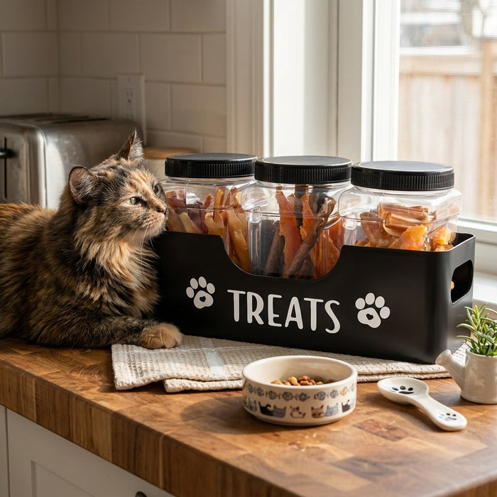 3-Piece Airtight Pet Treat Container Set | Farmhouse Dog &Cat Food Storage