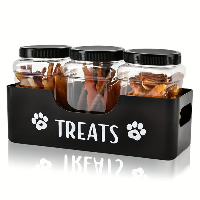 3-Piece Airtight Pet Treat Container Set | Farmhouse Dog &Cat Food Storage