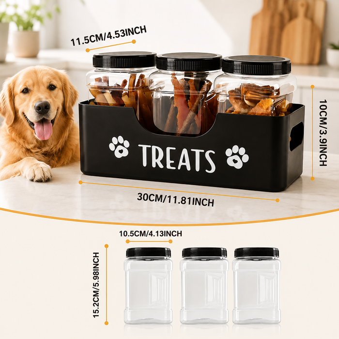 3-Piece Airtight Pet Treat Container Set | Farmhouse Dog &Cat Food Storage