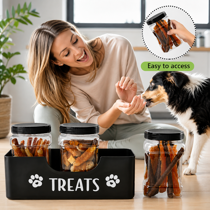 3-Piece Airtight Pet Treat Container Set | Farmhouse Dog &Cat Food Storage