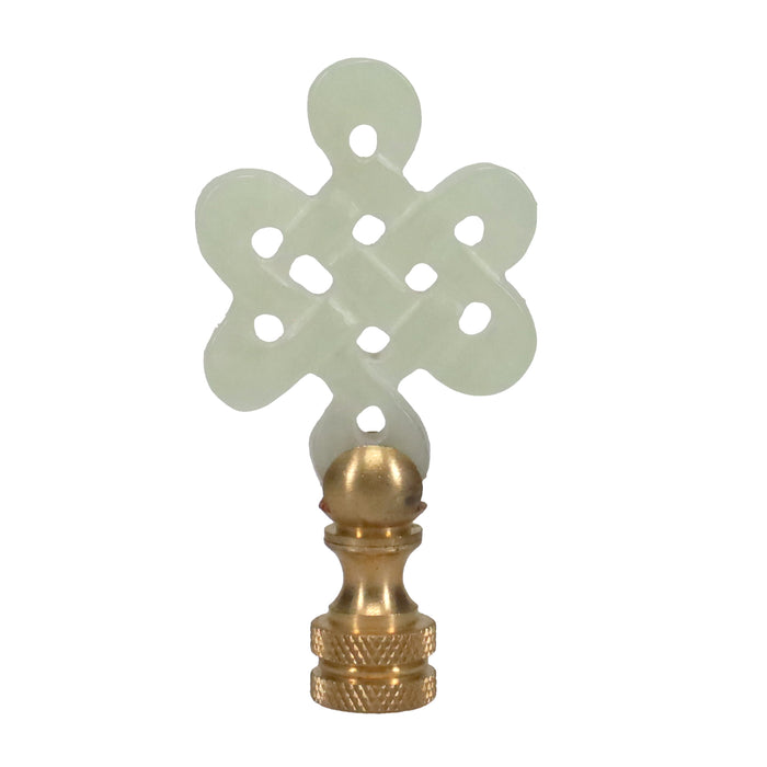 3" Tall Brass Finial, Carved Jade Stone, Star, Eternal Knot, 1/4-27F Tap (15153)