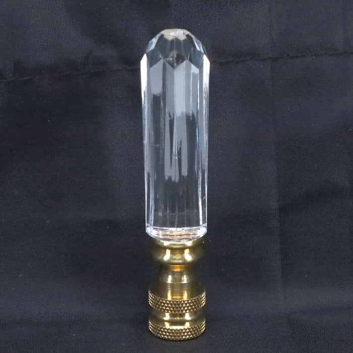 3" Tall Brass Finial, Clear Acrylic Column, 1/4-27F Tap (15130)