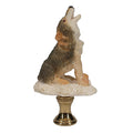 3" Tall Brass Finial Howling Wolf, Ceramic, 1/4-27F Tap (15128A)