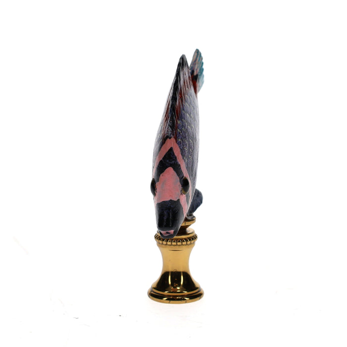 3" Tall Brass Finial Tropical Fish Purple, Pink, Burgundy, Black 1/4-27F Tap (15105)