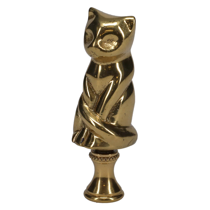 3" Tall Finial Solid Brass Cat, 1/4-27F Tap (15127)