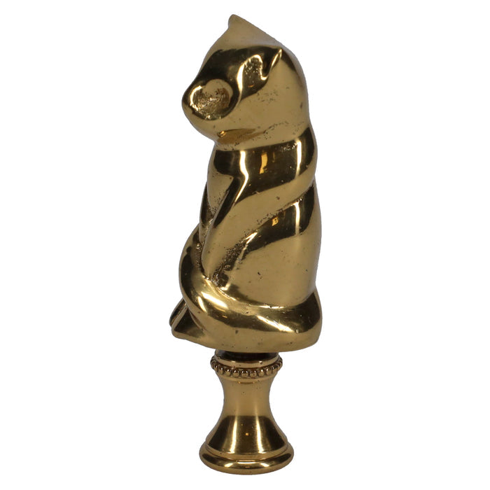 3" Tall Finial Solid Brass Cat, 1/4-27F Tap (15127)