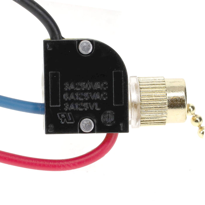 3-Way Brass Ceiling Fan Pull Switch, Brass, 36" Long String & Bell (40413)