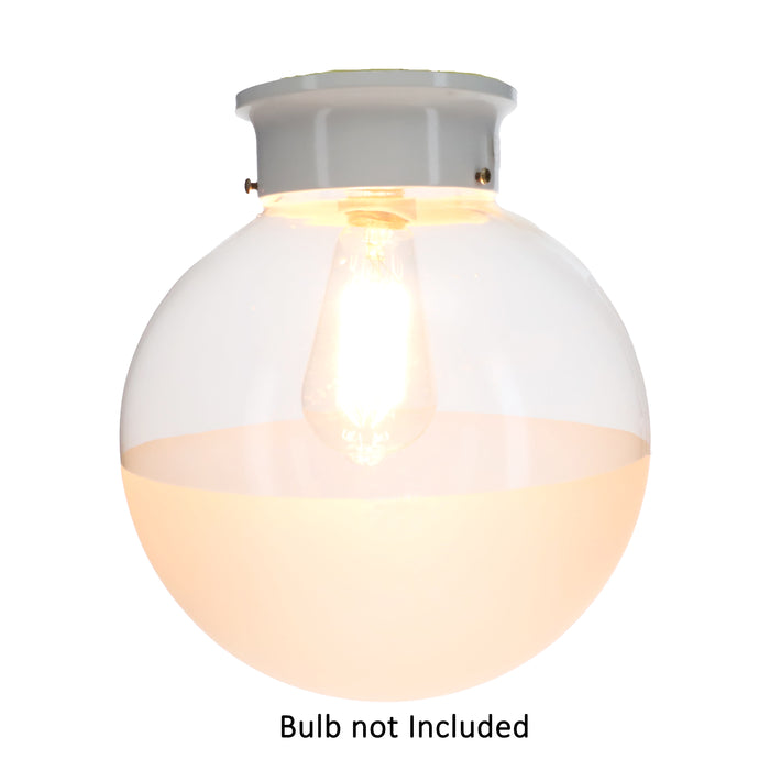 4" Fitter Wired Flush Mount Ceiling Fixture in White Finish & 10" Half-Frost Shade (11876WSH)