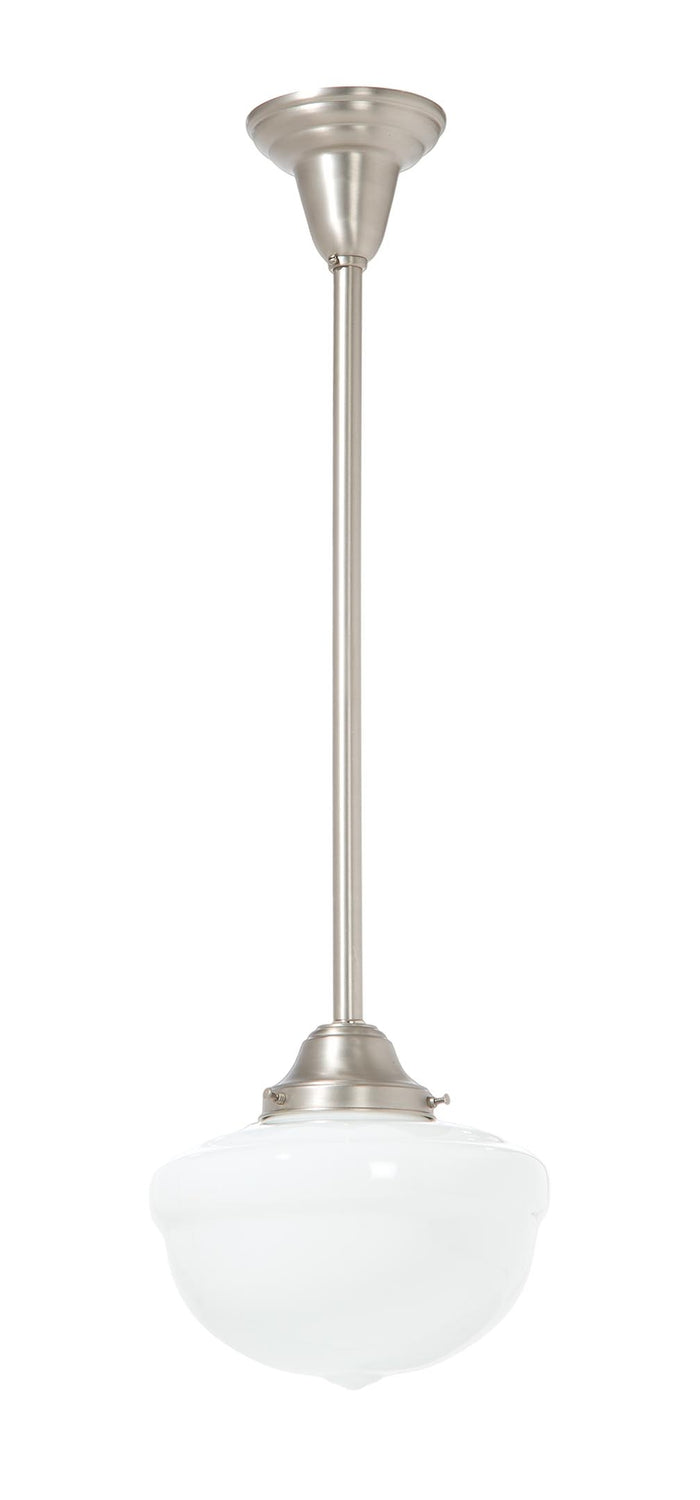 4 Inch Shade Fitter Satin Nickel Finish Brass Schoolhouse Style Pendant Fixture - No Shade