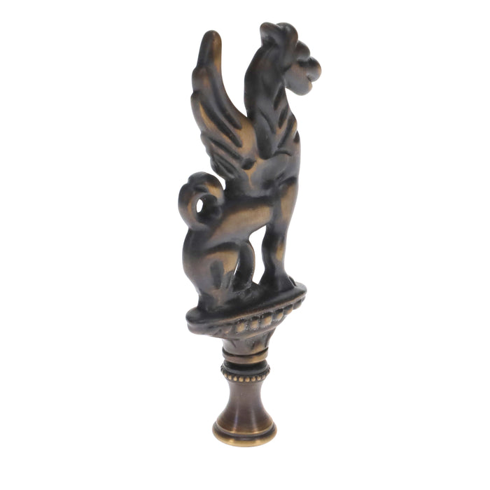 4" Tall Brass Finial, Griffin, Dark Antique Bronze, 1/4-27F Tap (15164BR)