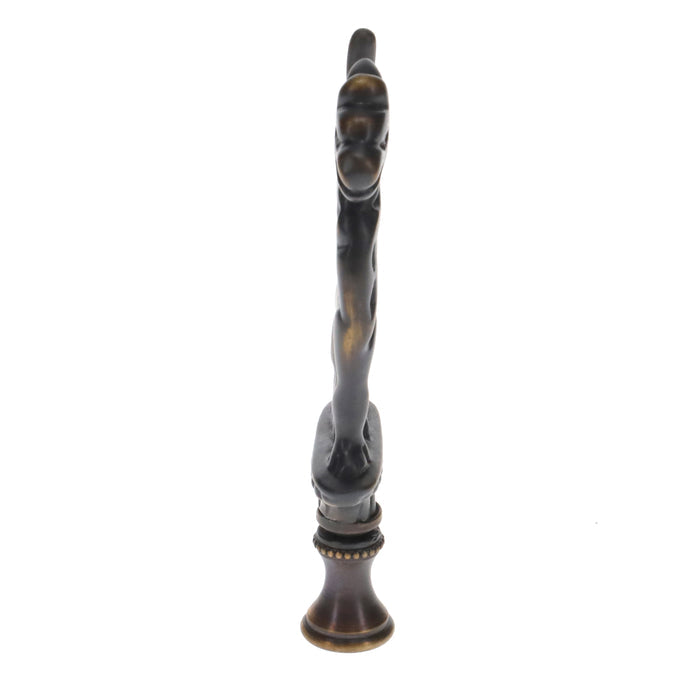 4" Tall Brass Finial, Griffin, Dark Antique Bronze, 1/4-27F Tap (15164BR)