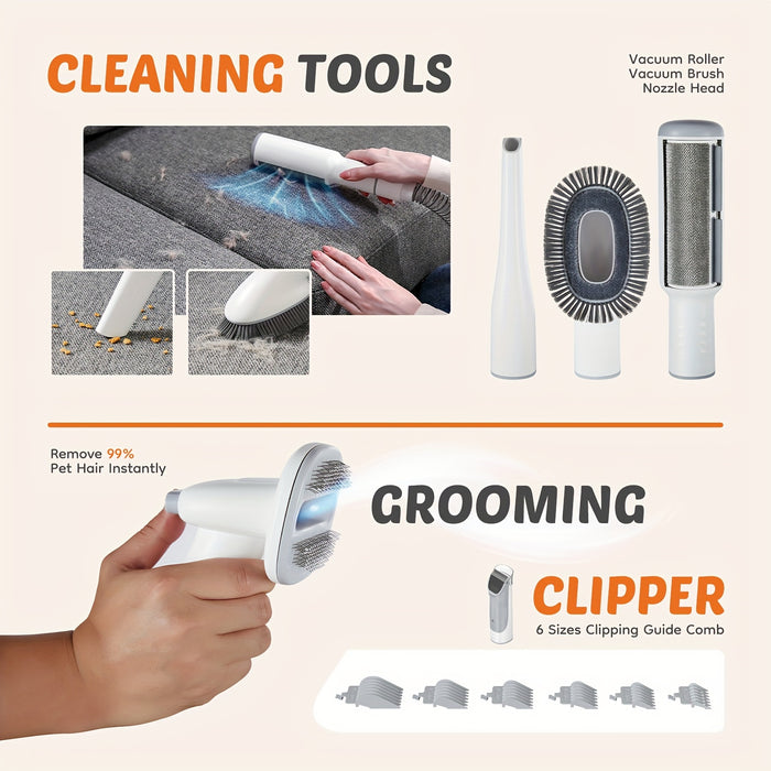 5-in-1 Pet Grooming Vacuum Kit with Clippers & Powerful Hair Collection