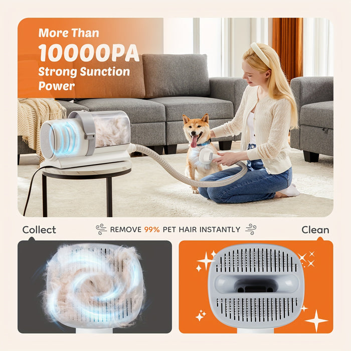 5-in-1 Pet Grooming Vacuum Kit with Clippers & Powerful Hair Collection