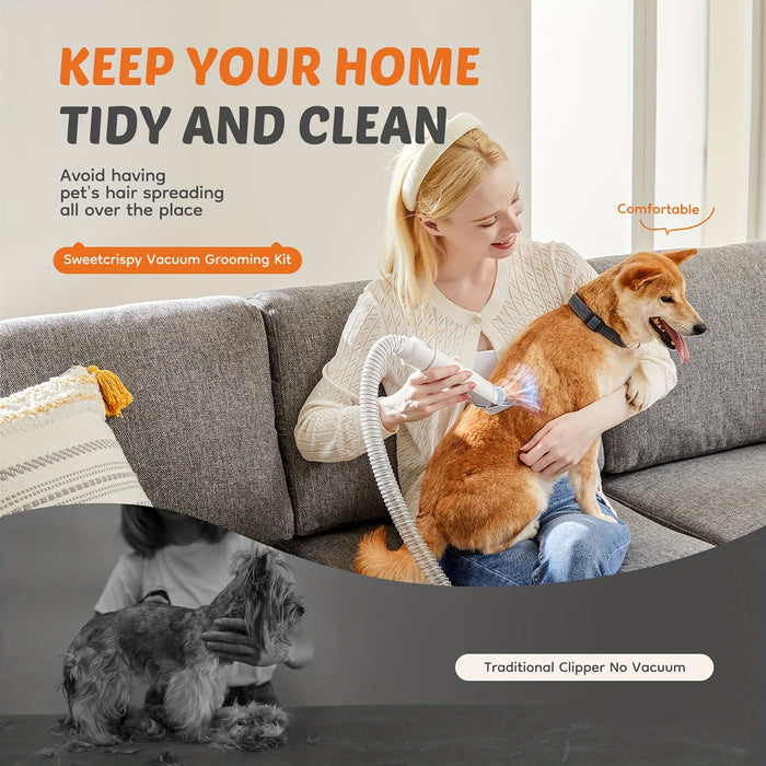 5-in-1 Pet Grooming Vacuum Kit with Clippers & Powerful Hair Collection