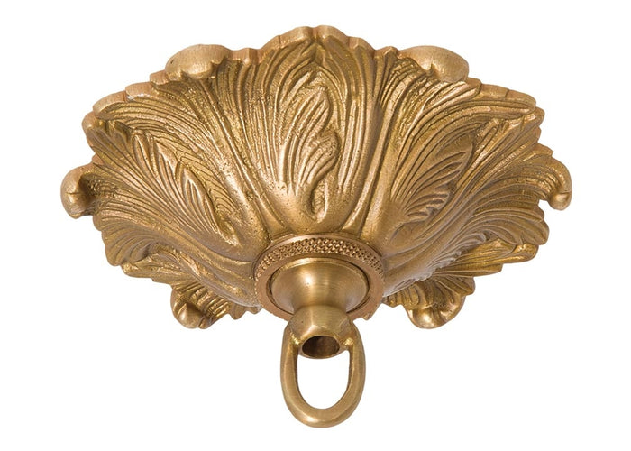 5 Inch Diameter Decorative Cast Brass Canopy with Screw Collar Mounting Kit