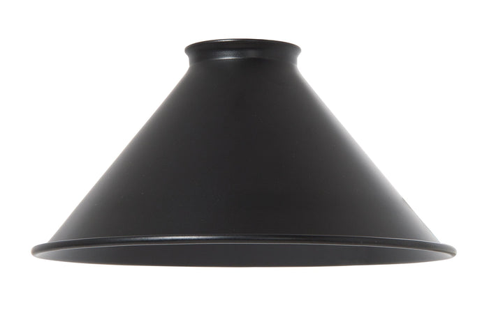 8" Dia. Satin Black Finish Spun Steel Cone Shade, 2-1/4" Fitter