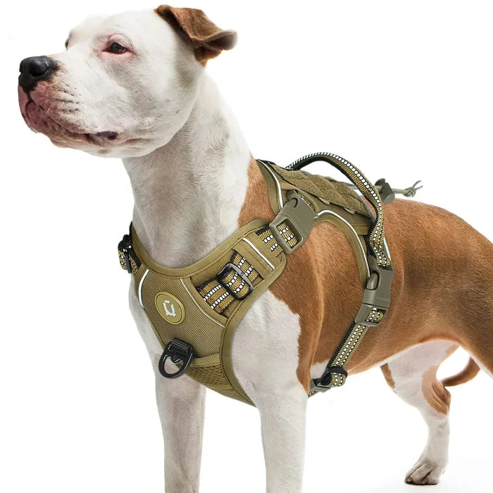 Adjustable Anti-Pull Dog Harness | Tactical MOLLE System - Reflective & Secure Fit