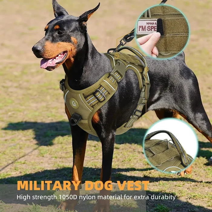 Adjustable Anti-Pull Dog Harness | Tactical MOLLE System - Reflective & Secure Fit