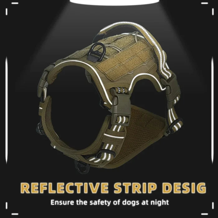 Adjustable Anti-Pull Dog Harness | Tactical MOLLE System - Reflective & Secure Fit