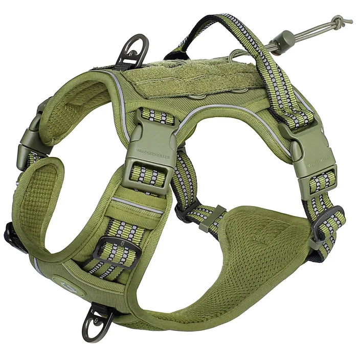 Adjustable Anti-Pull Dog Harness | Tactical MOLLE System - Reflective & Secure Fit