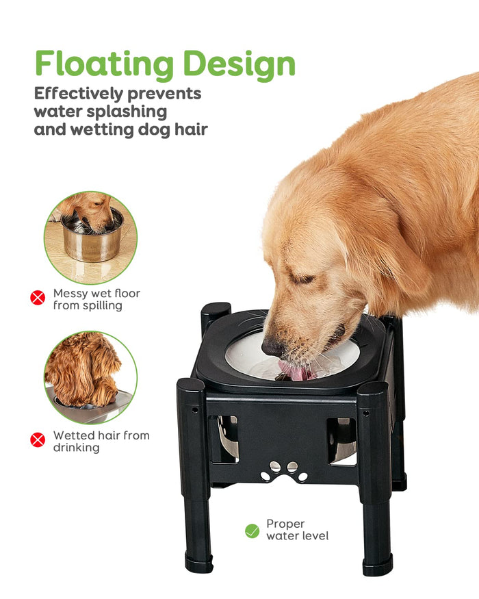 Adjustable Elevated Dog Bowls with Slow Feeder & Non-Slip Stand for Dogs & Cats