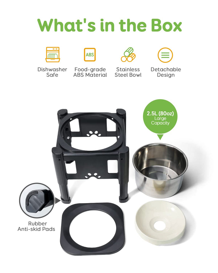 Adjustable Elevated Dog Bowls with Slow Feeder & Non-Slip Stand for Dogs & Cats