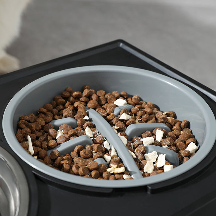 Adjustable Elevated Stainless Steel Pet Slow Feeding Bowl
