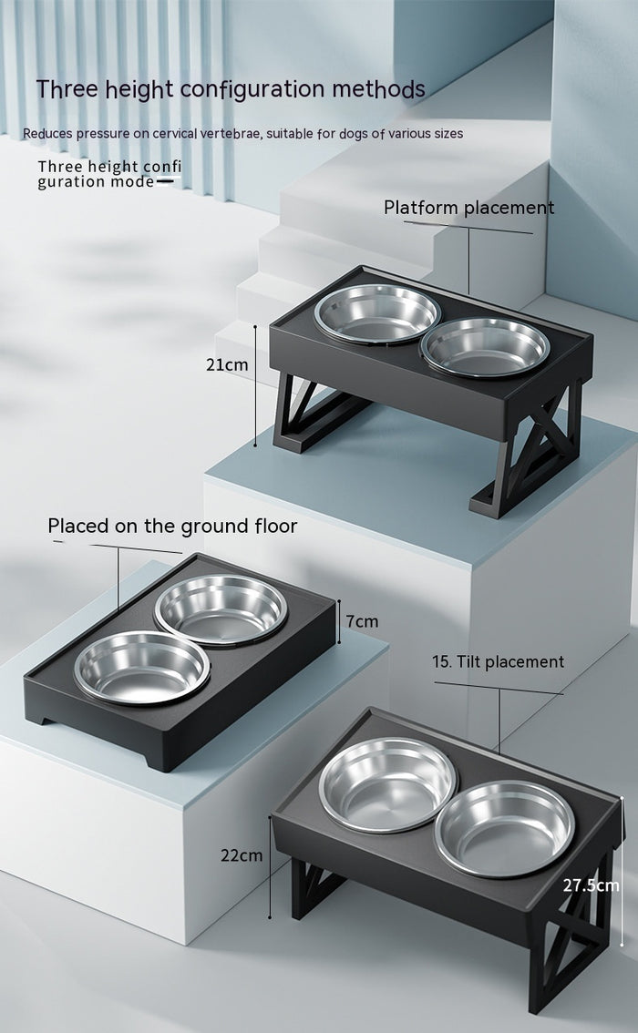 Adjustable Elevated Stainless Steel Pet Slow Feeding Bowl