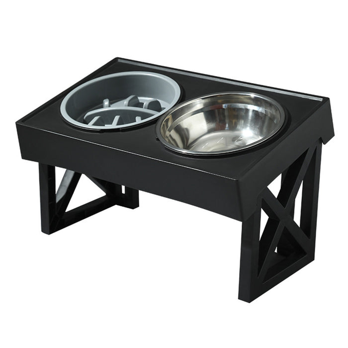 Adjustable Elevated Stainless Steel Pet Slow Feeding Bowl