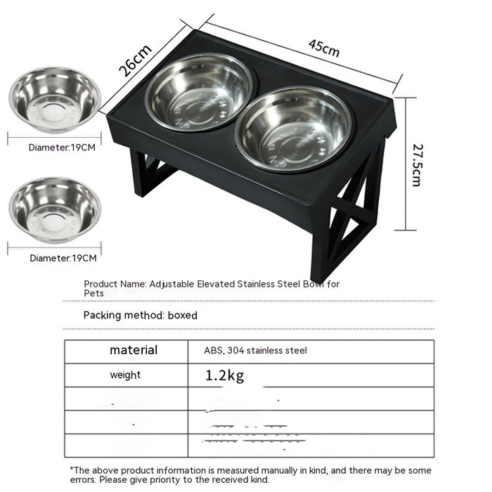 Adjustable Elevated Stainless Steel Pet Slow Feeding Bowl