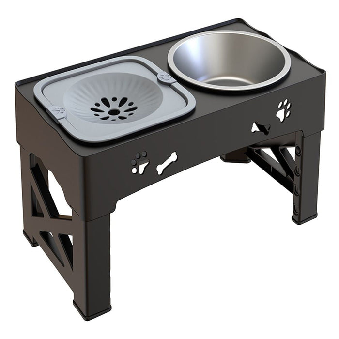 Adjustable Raised Dog Slow Feeder Bowl Stand | Elevated Pet Feeding Station