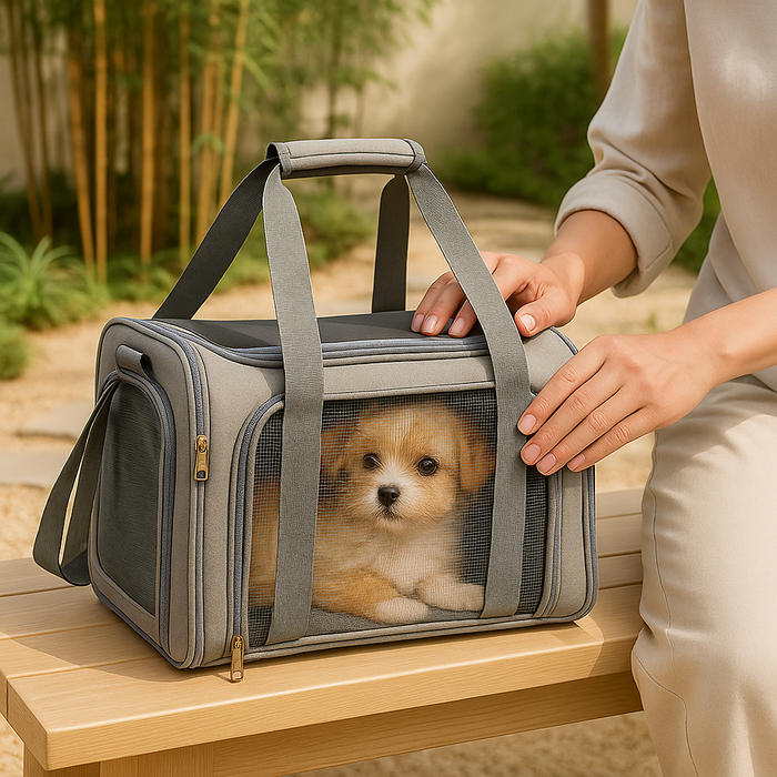 Airline Approved Dog Travel Carrier | Foldable Pet Bag with Breathable Mesh & Safety Clip