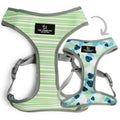Ancol Soho Reversible Dog Harness | Green Stripe & Teal Leaf