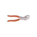 Angled battery terminal pliers with orange handles on white background