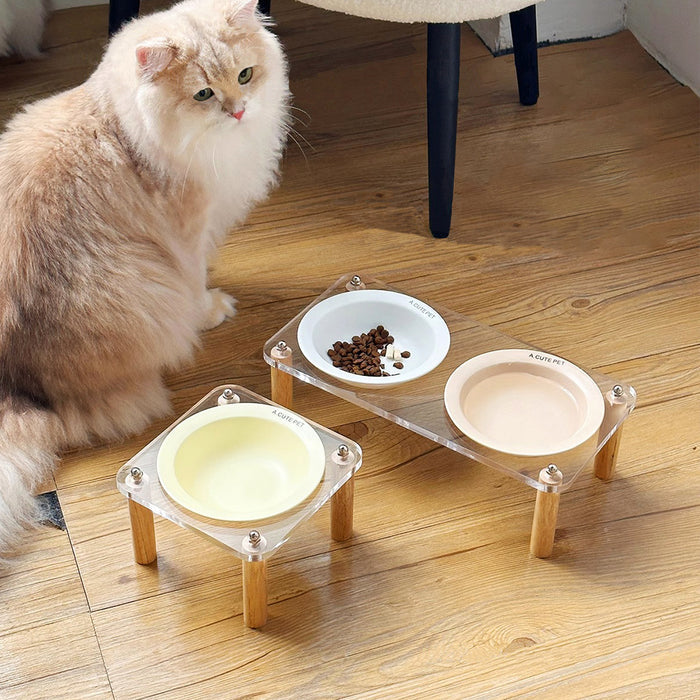 Anti-Tumble Elevated Ceramic Pet Double Feeding Bowl