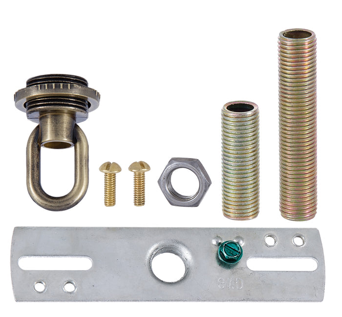 Antique Brass Finish Screw Collar Loop Canopy Hardware Set