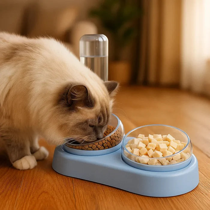 Automatic Cat Water Dispenser & Feeding Bowl – 2-in-1 Food and Water Bowl for Cats