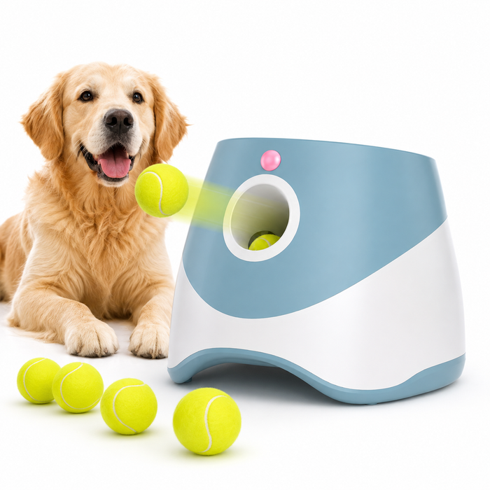 Automatic Dog Ball Launcher with Adjustable Distance & Tennis Balls