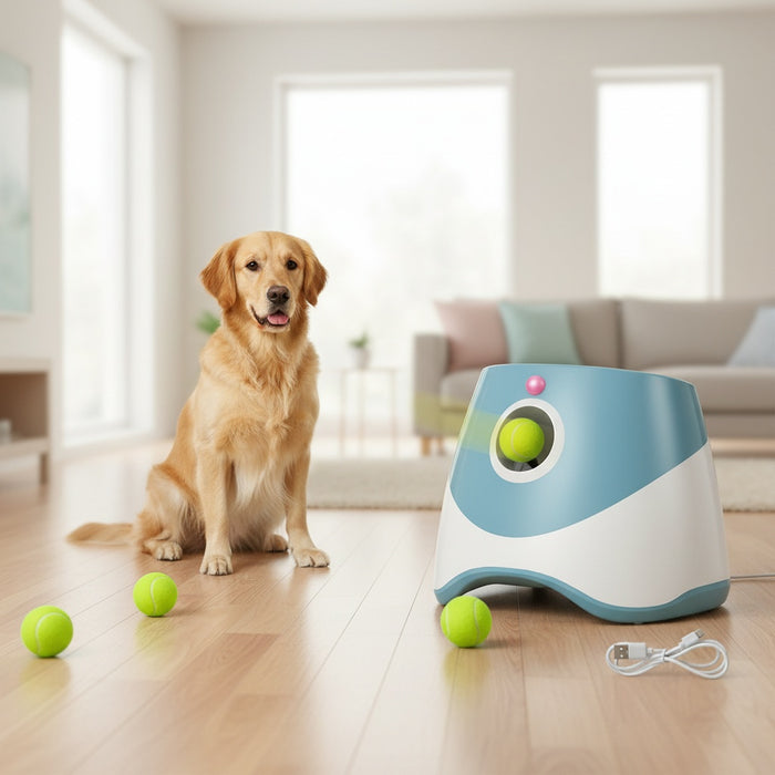 Automatic Dog Ball Launcher with Adjustable Distance & Tennis Balls