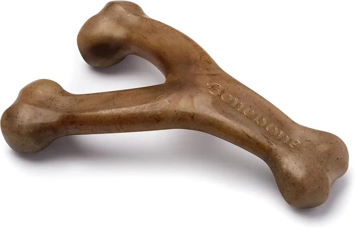 Bacon Flavored Wishbone Dog Chew Toy for Aggressive Chewers