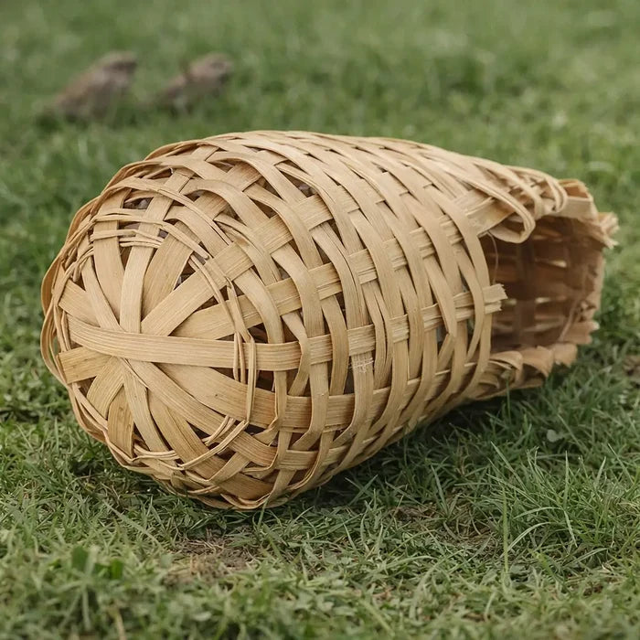 Bamboo Birdhouse for Outdoor Garden – Hanging Bird Nest Basket with Hook