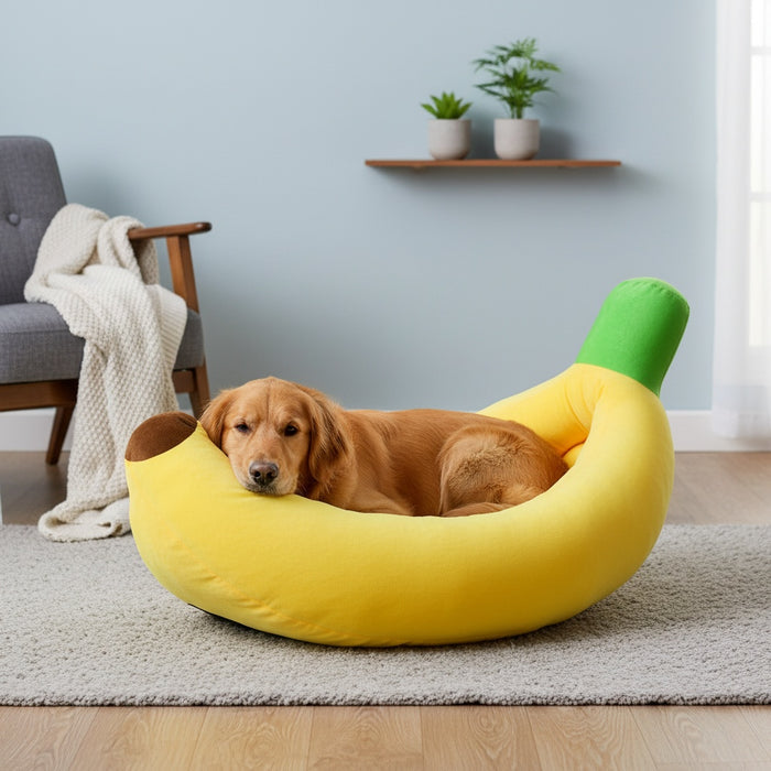 Banana Pet Bed for Cats & Small Dogs – Washable Cozy Plush Sleeping Nest