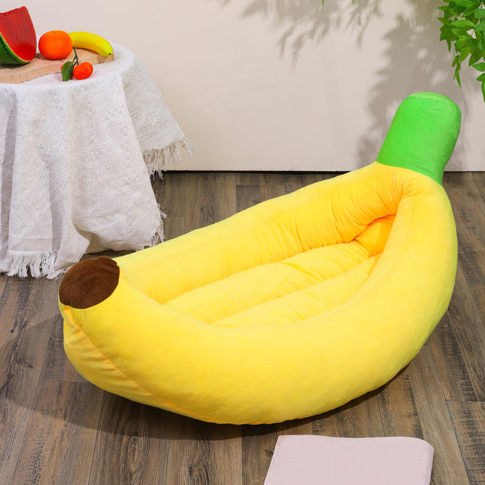 Banana Pet Bed for Cats & Small Dogs – Washable Cozy Plush Sleeping Nest